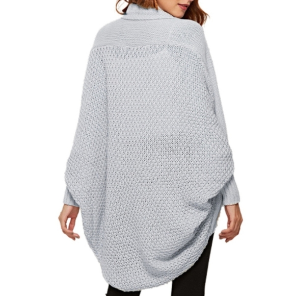 Oversized Knit Cardigan Batwing Sleeve Lightweight Baggy Open Front Sweater - Picture 9 of 14
